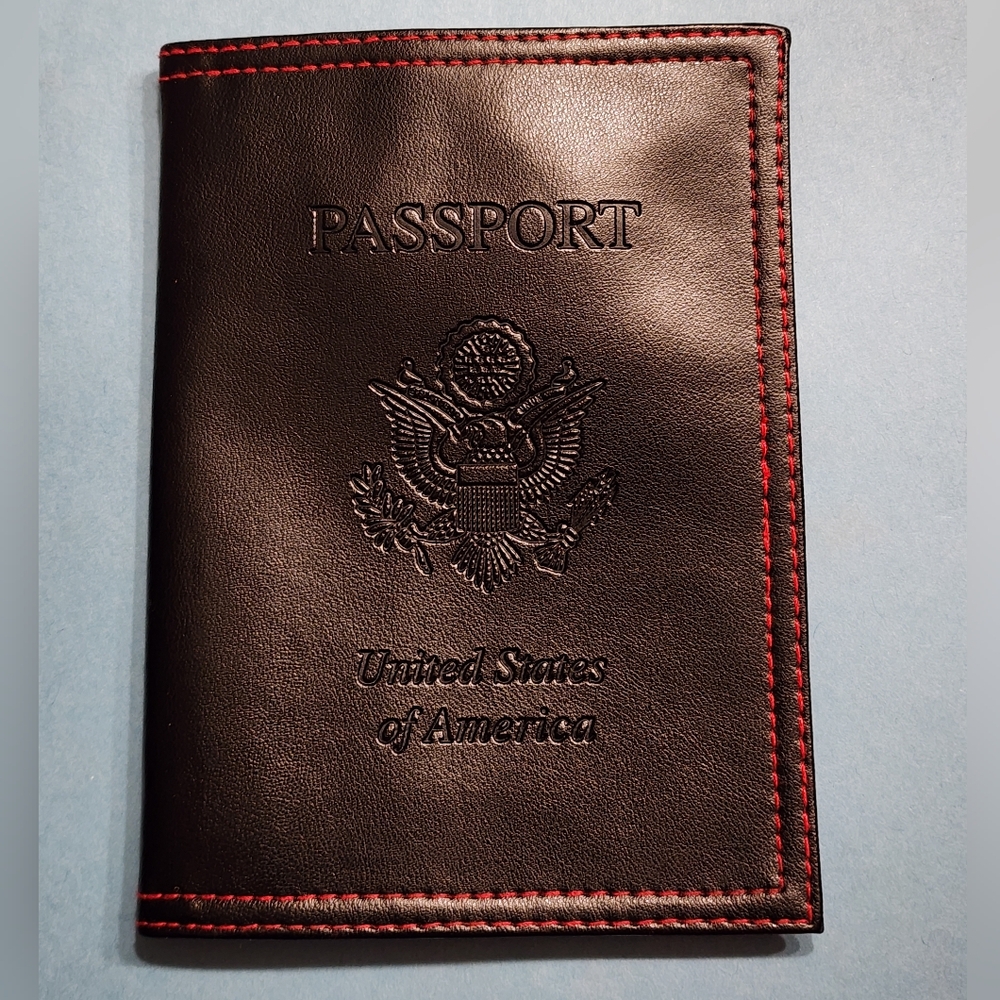 Black Leather Passport Holder